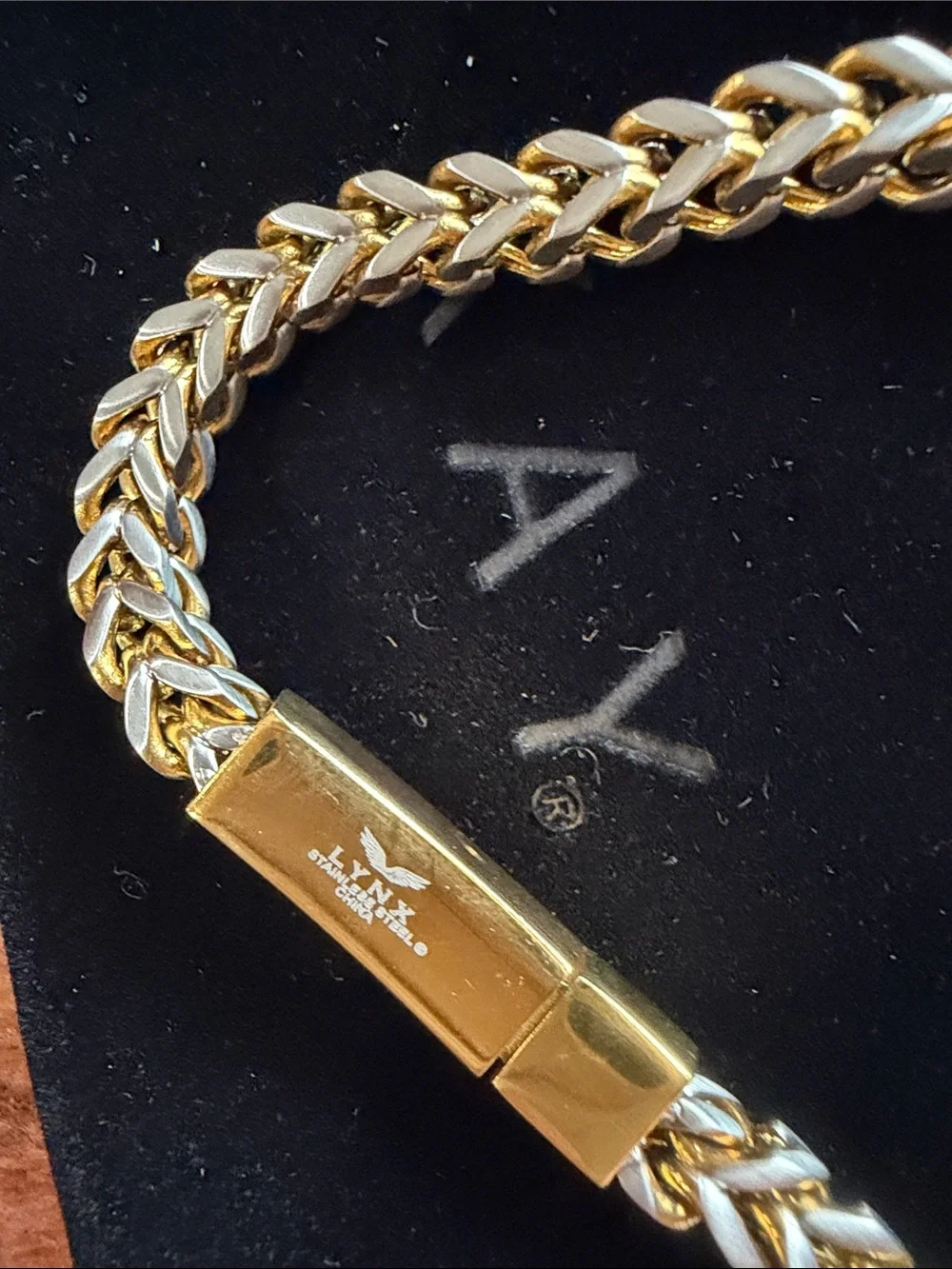 LYNX Two-Tone Gold and Silver Link Bracelet for Men